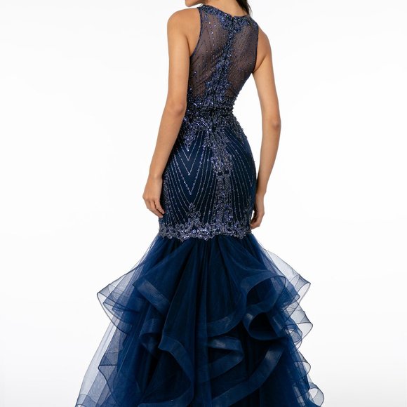 Halter Neck Sequined Mermaid Dress GSGL1822 - Picture 5 of 6